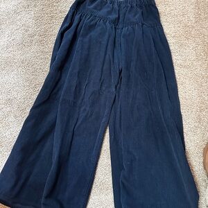 Wide-Leg Navy Corduroy Pants